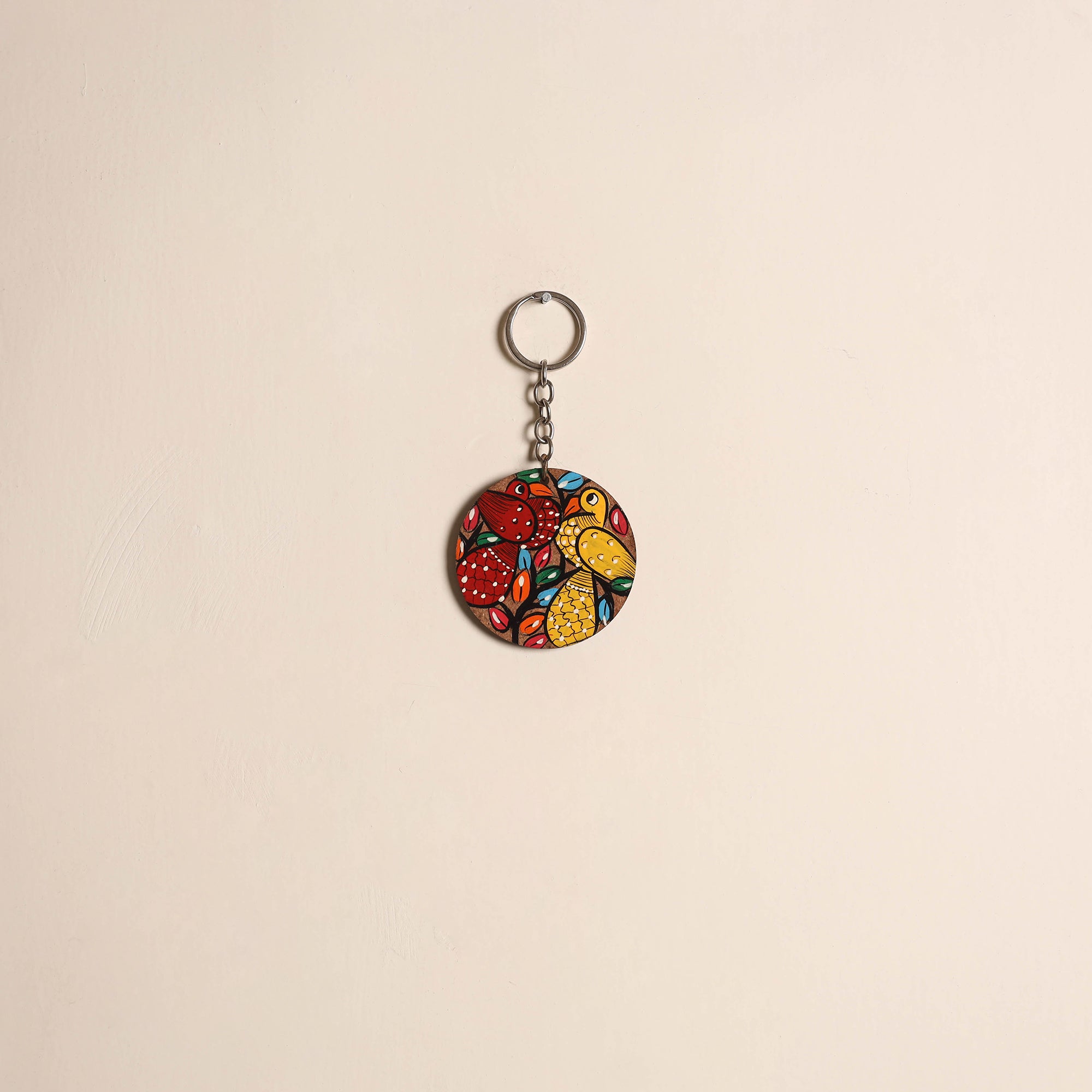 Patua handpainted wooden keychain 59 - handcrafted