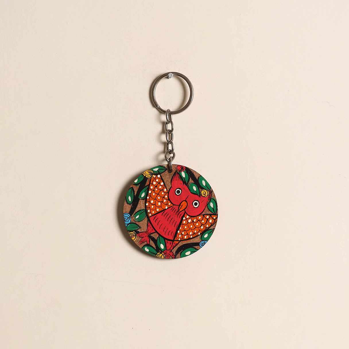 Patua handpainted wooden keychain 60 - handcrafted