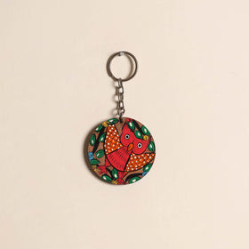 Patua handpainted wooden keychain 60 - handcrafted