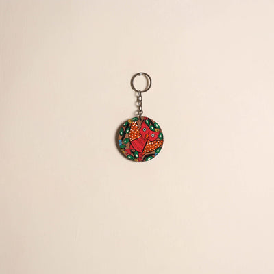 Patua handpainted wooden keychain 60 - handcrafted