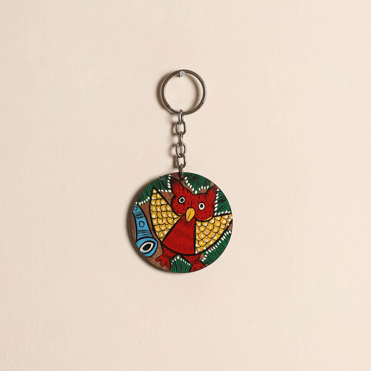 Patua handpainted wooden keychain 61 - handcrafted