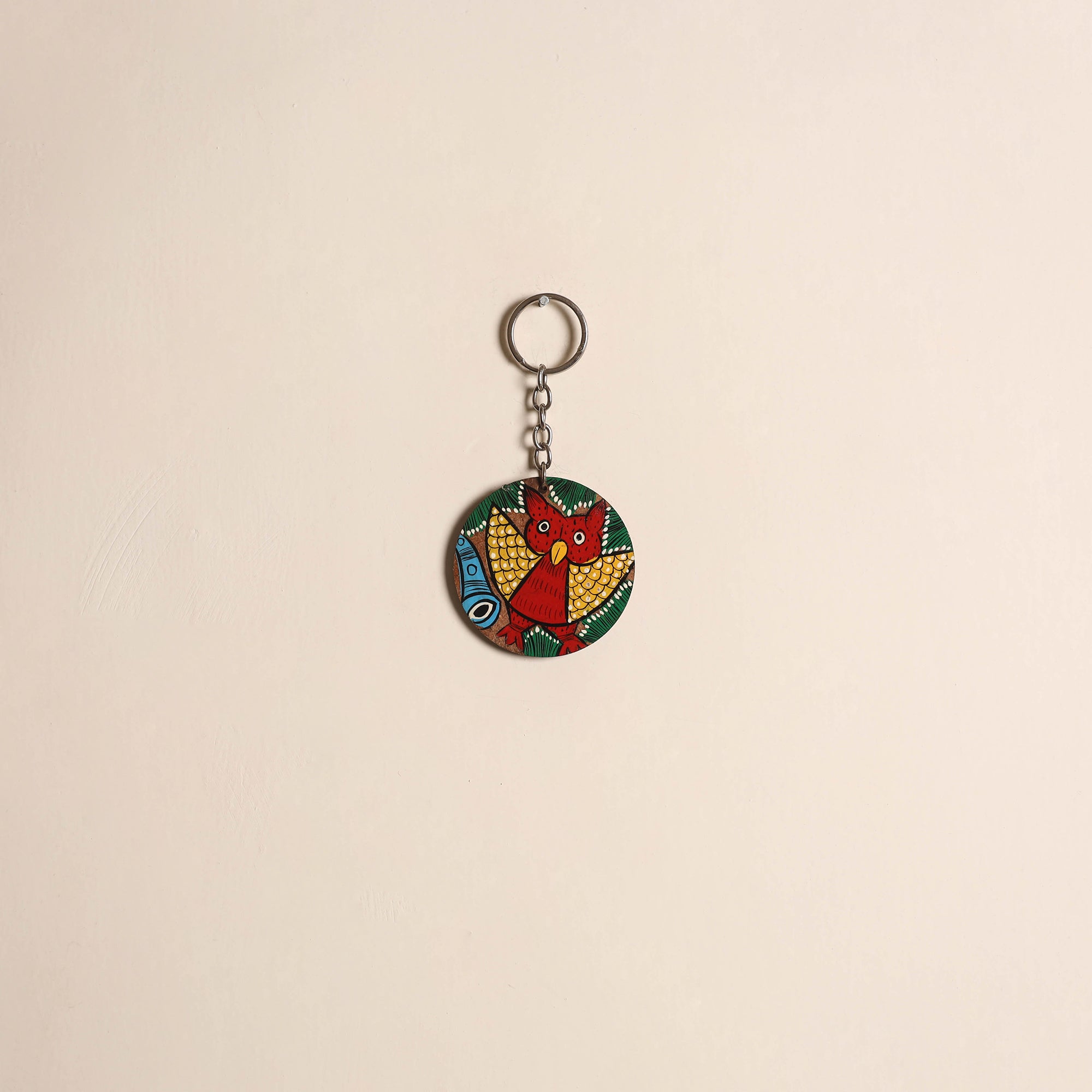 Patua handpainted wooden keychain 61 - handcrafted