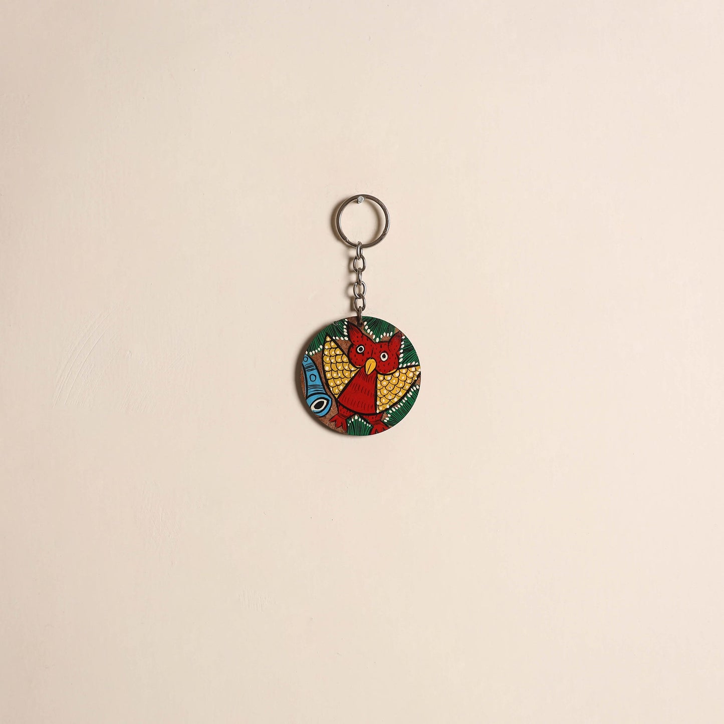 Patua handpainted wooden keychain 61 - handcrafted