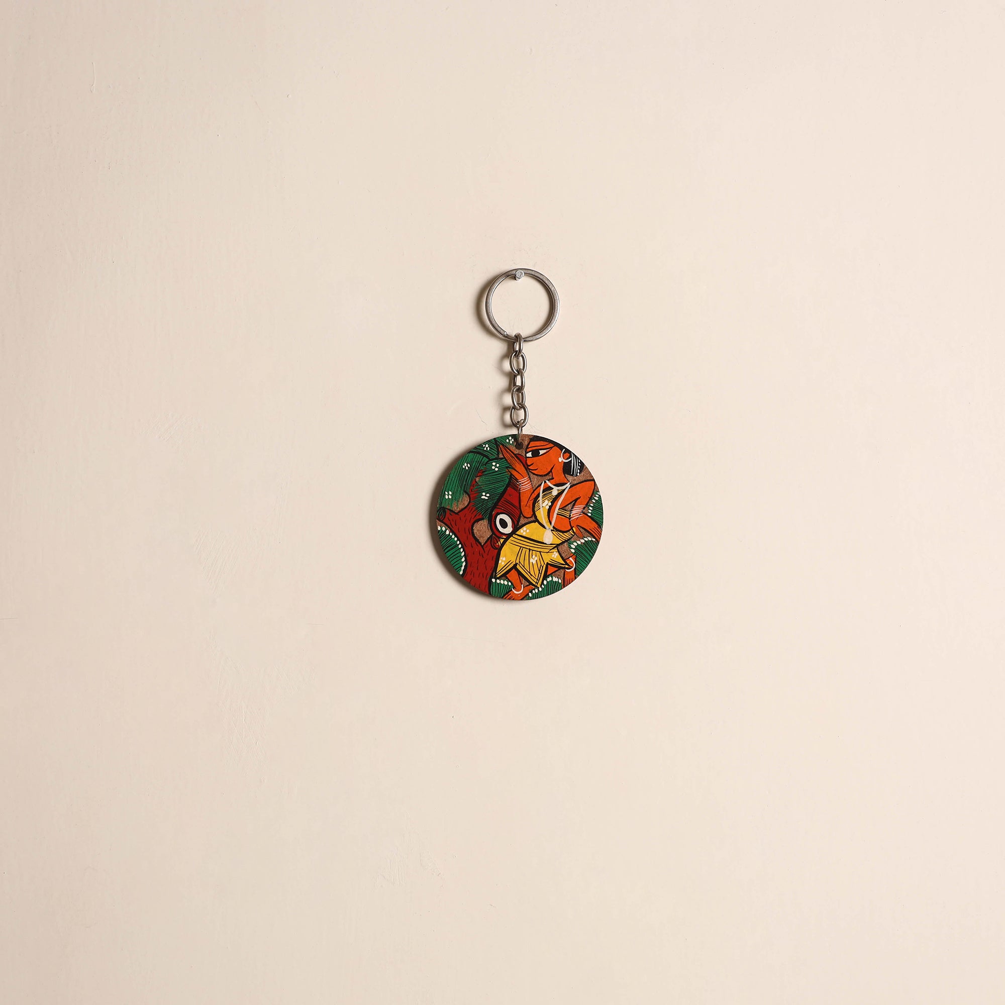 Patua handpainted wooden keychain 62 - handcrafted