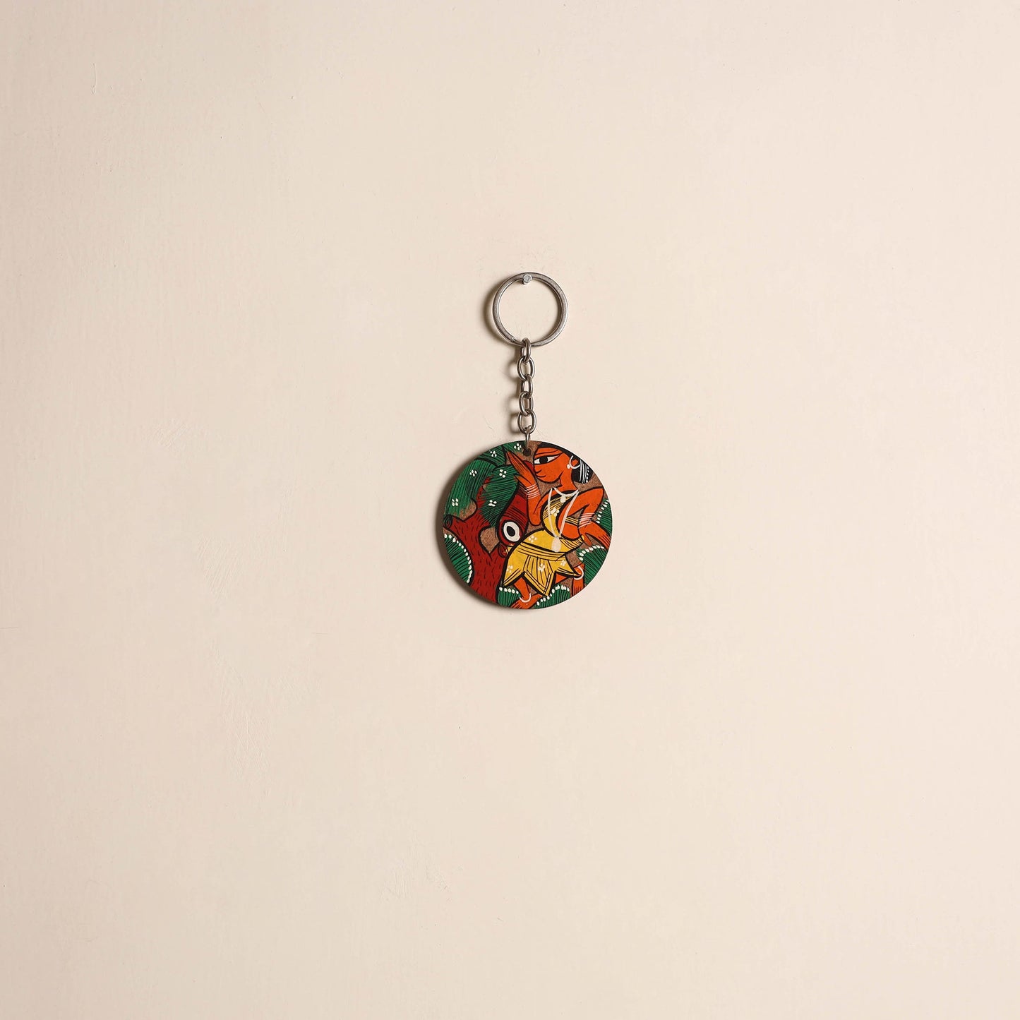 Patua handpainted wooden keychain 62 - handcrafted