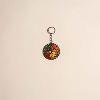 Patua handpainted wooden keychain 62 - handcrafted