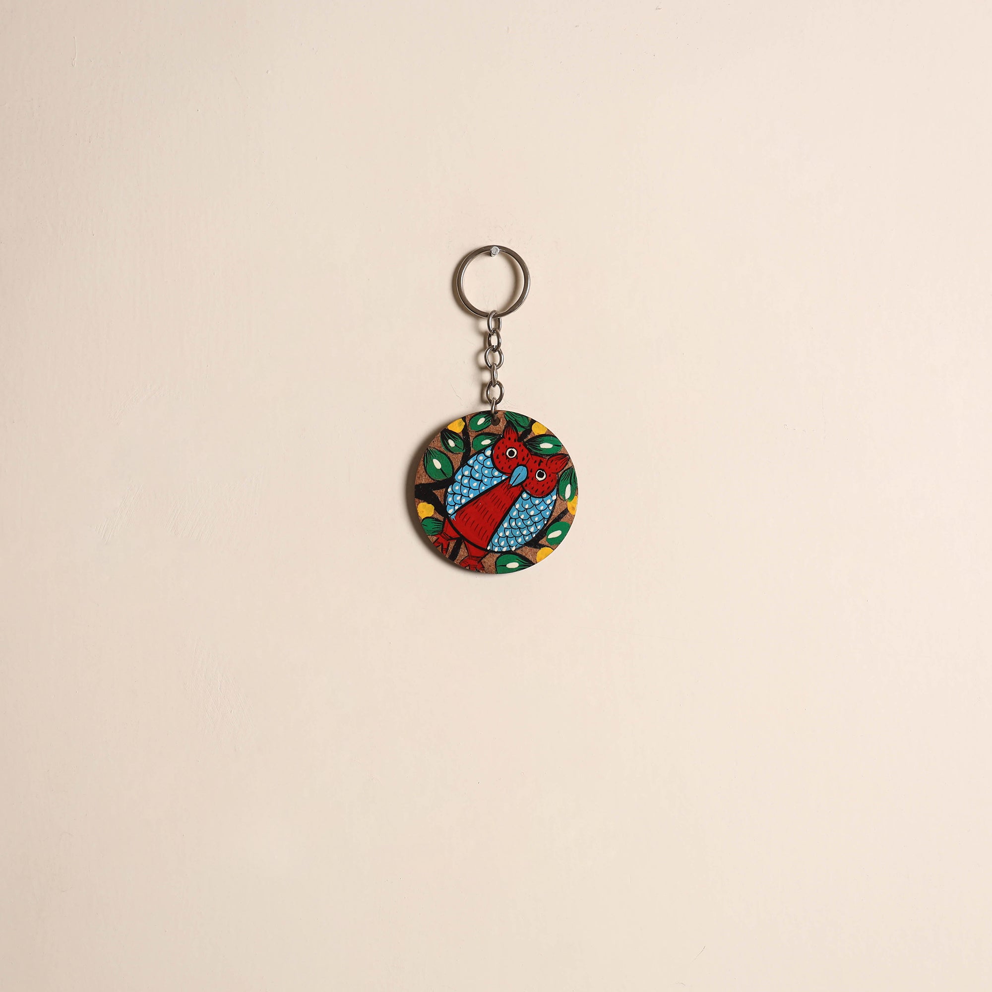 Patua handpainted wooden keychain 63 - handcrafted