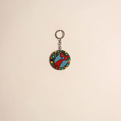 Patua handpainted wooden keychain 63 - handcrafted