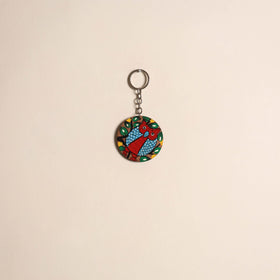 Patua handpainted wooden keychain 63 - handcrafted