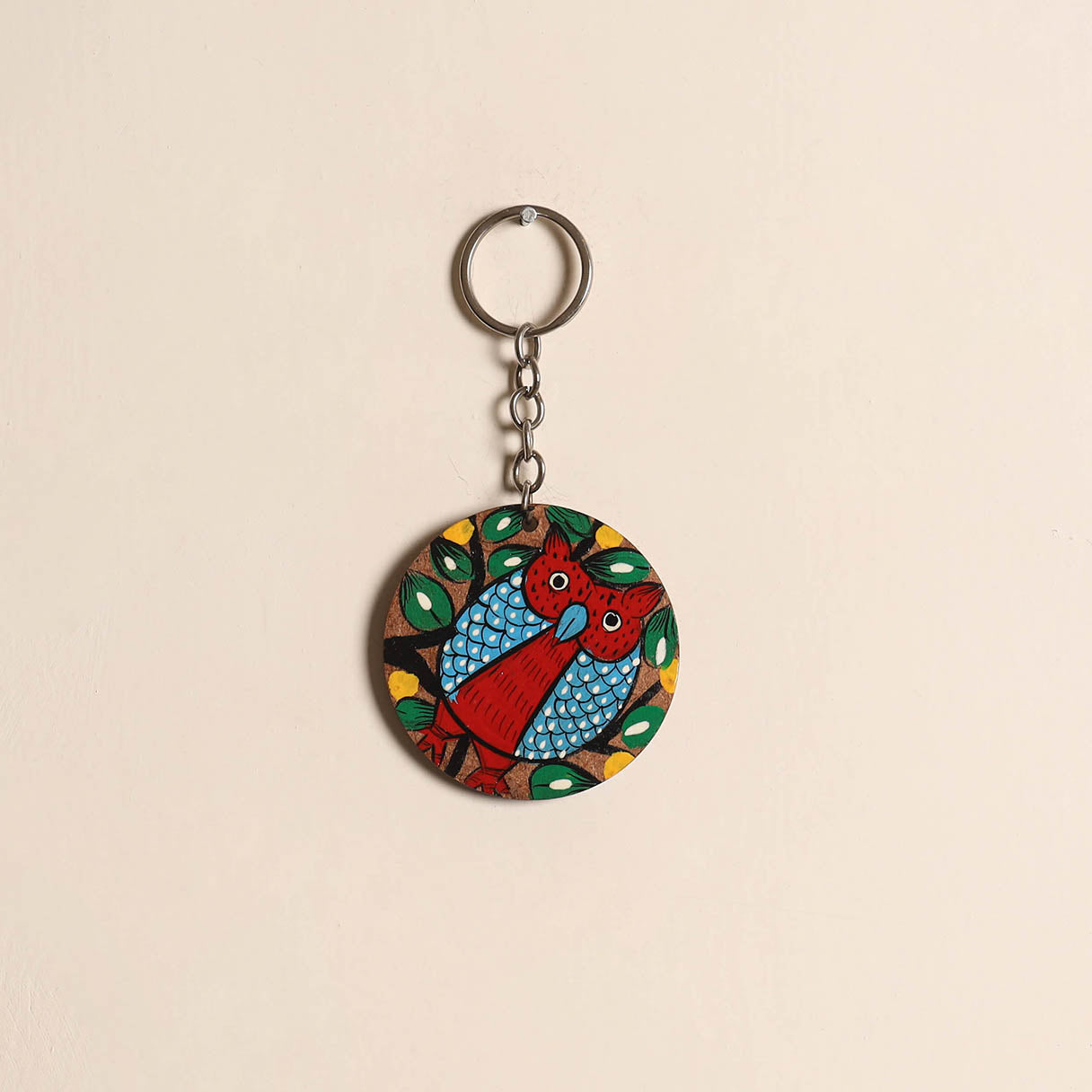 Patua handpainted wooden keychain 63 - handcrafted