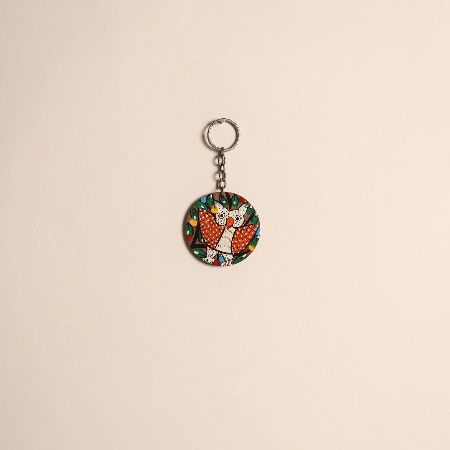 Patua handpainted wooden keychain 64 - handcrafted