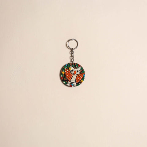 Patua handpainted wooden keychain 64 - handcrafted