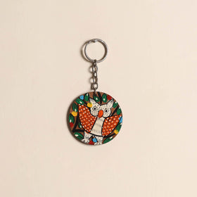 Patua handpainted wooden keychain 64 - handcrafted