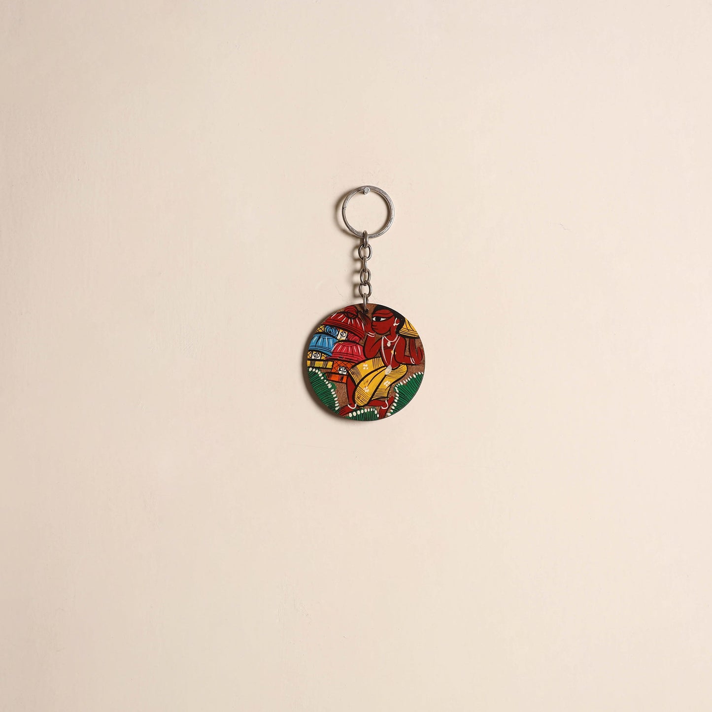 Patua handpainted wooden keychain 65 - handcrafted