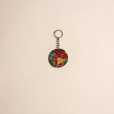 Patua handpainted wooden keychain 65 - handcrafted