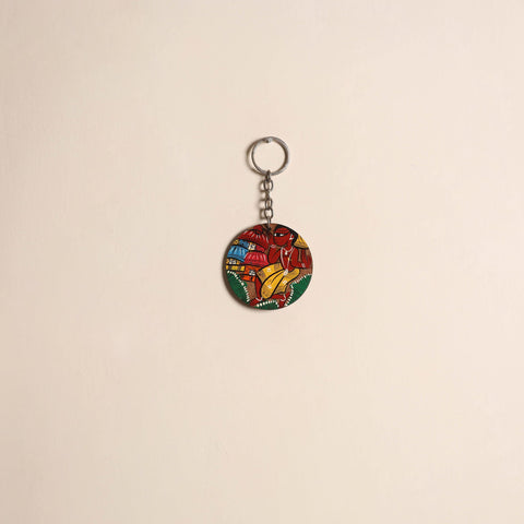 Patua handpainted wooden keychain 65 - handcrafted