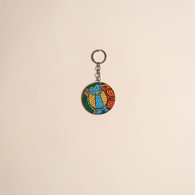 Patua handpainted wooden keychain 67 - handcrafted
