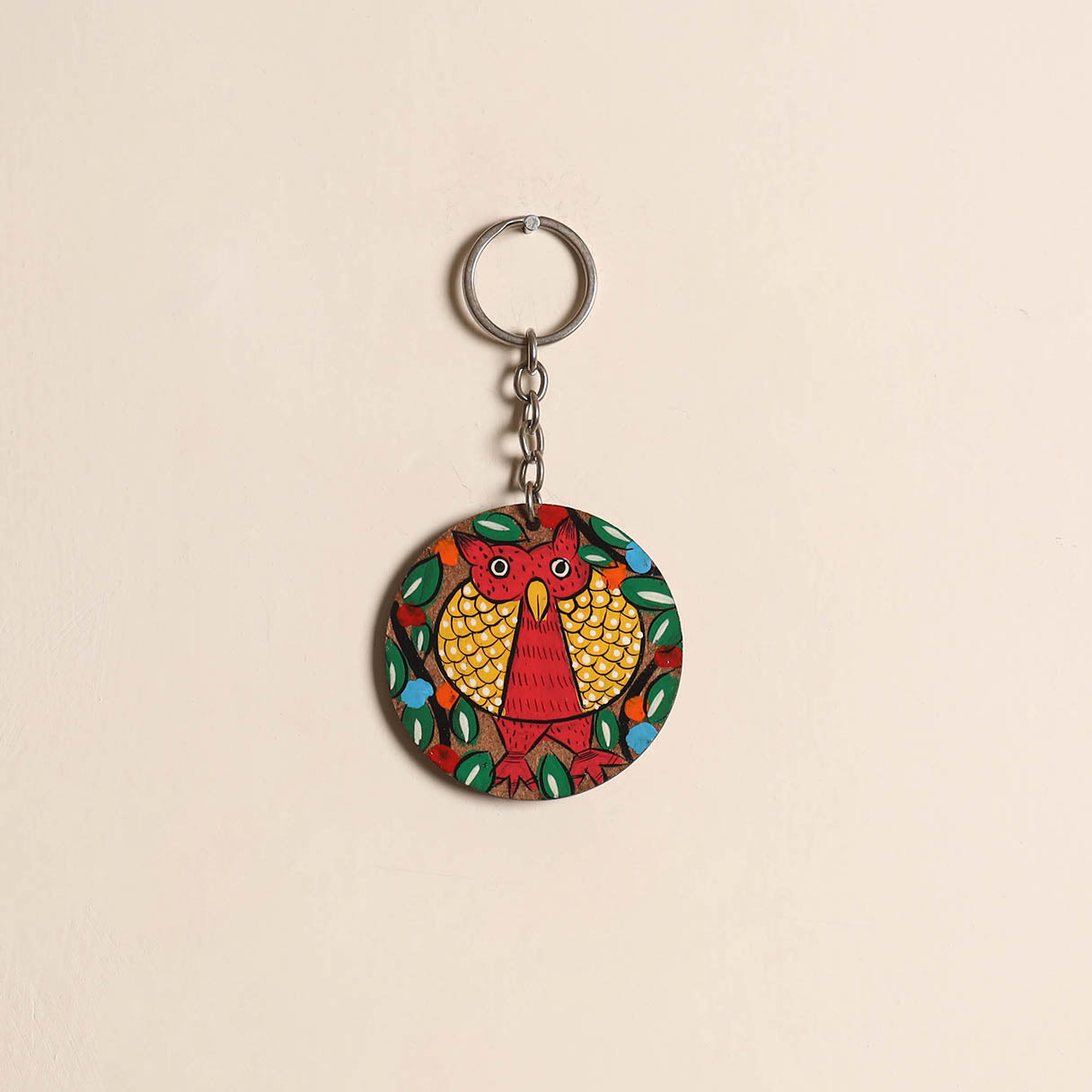 Patua handpainted wooden keychain 68 - handcrafted