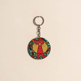 Patua handpainted wooden keychain 68 - handcrafted