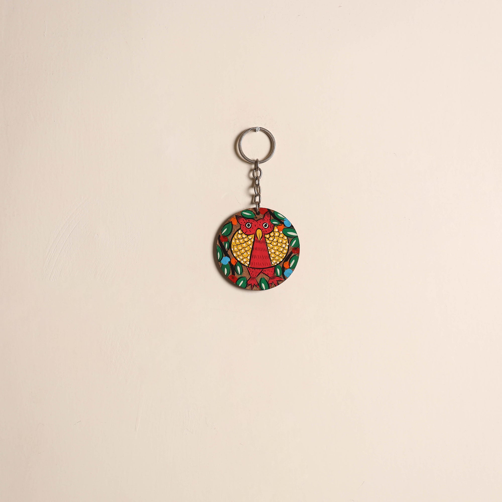 Patua handpainted wooden keychain 68 - handcrafted