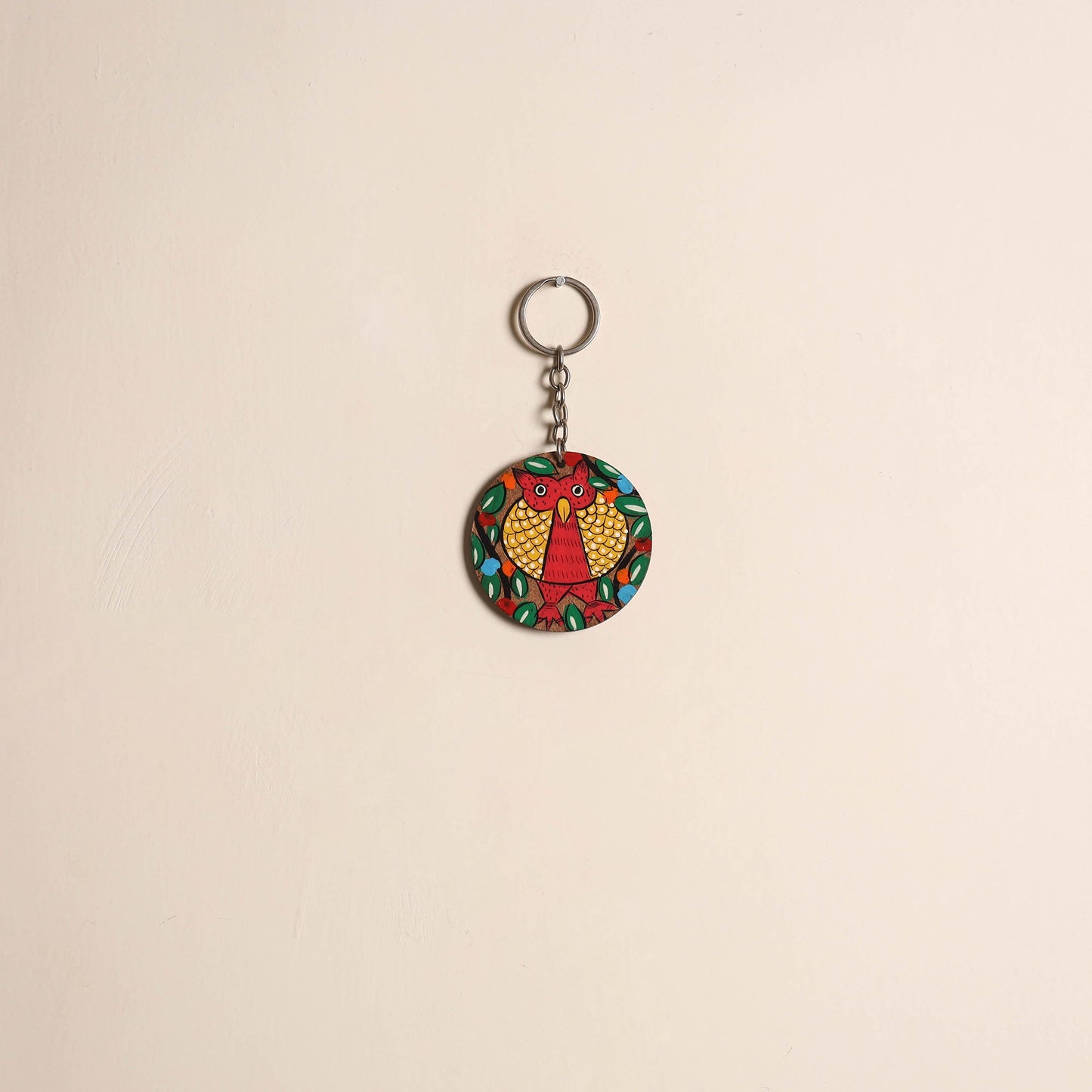 Patua handpainted wooden keychain 68 - handcrafted