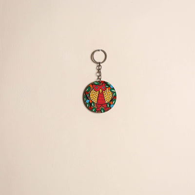 Patua handpainted wooden keychain 68 - handcrafted