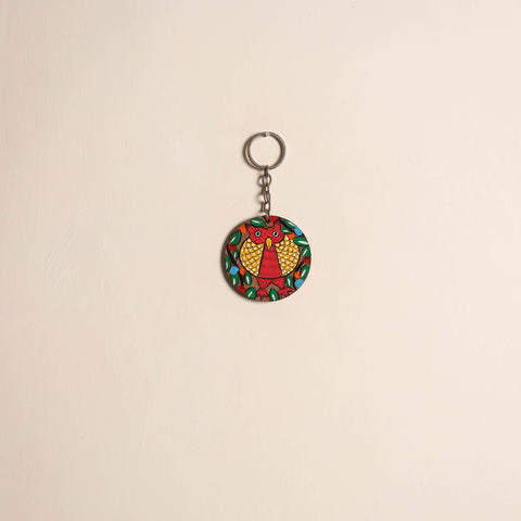 Patua handpainted wooden keychain 68 - handcrafted