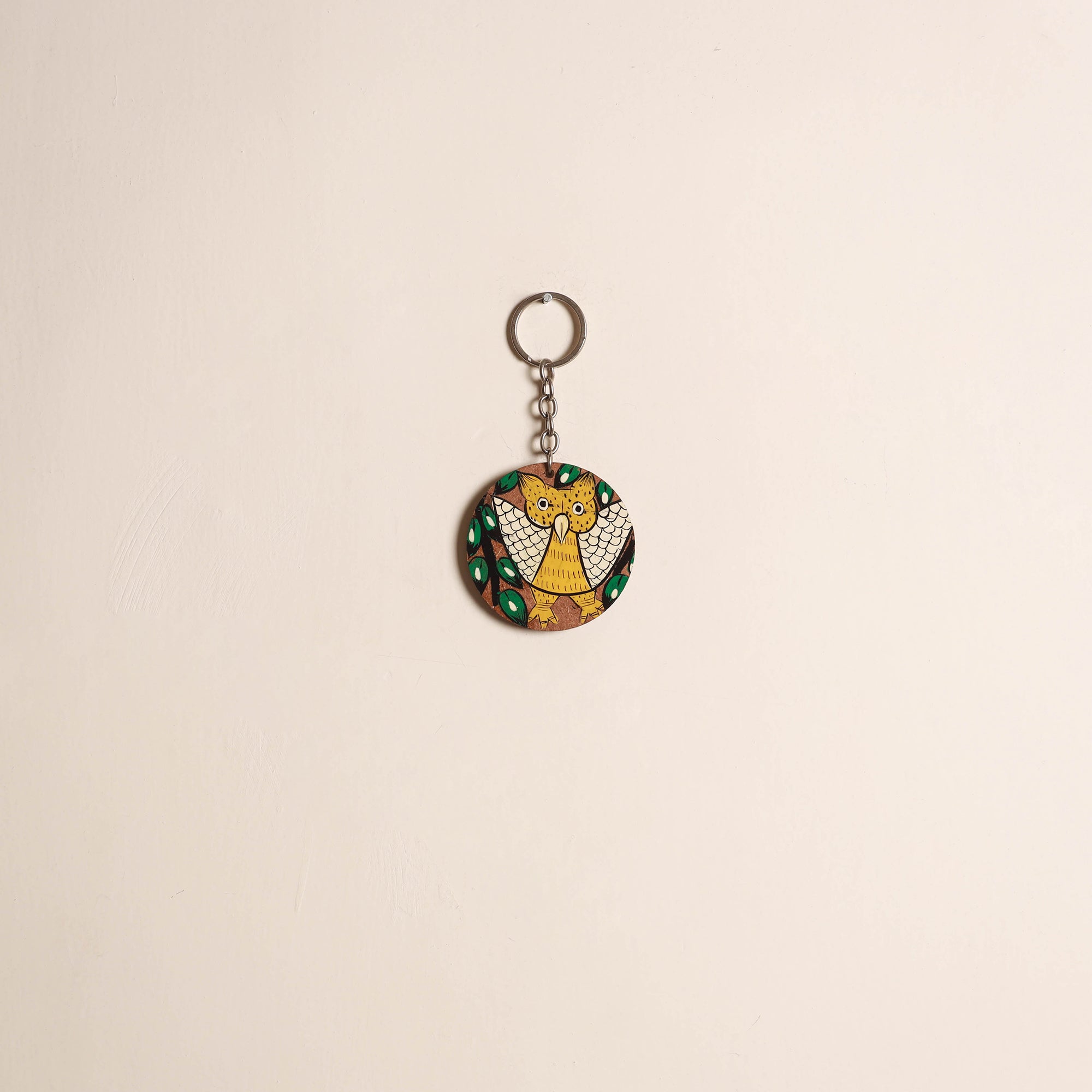 Patua handpainted wooden keychain 69 - handcrafted