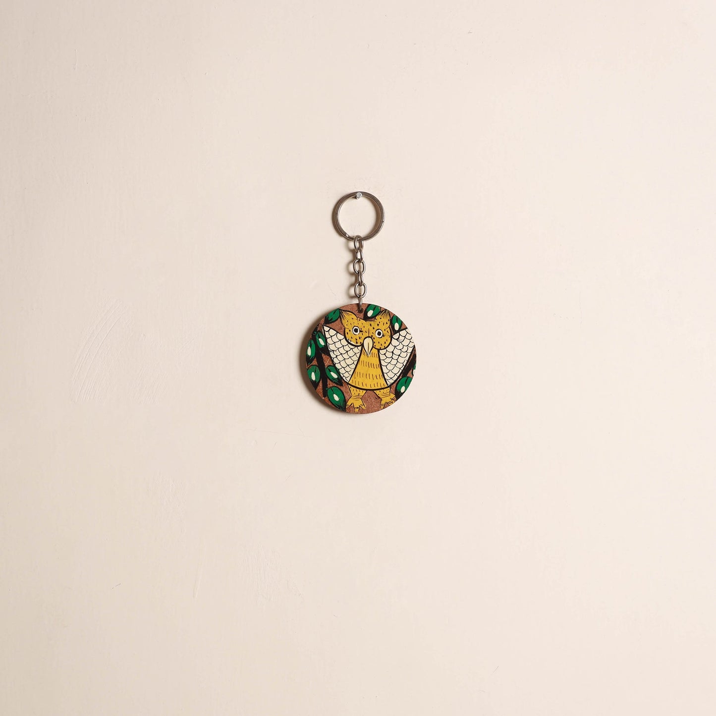Patua handpainted wooden keychain 69 - handcrafted