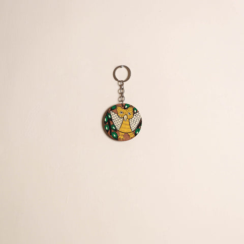 Patua handpainted wooden keychain 69 - handcrafted
