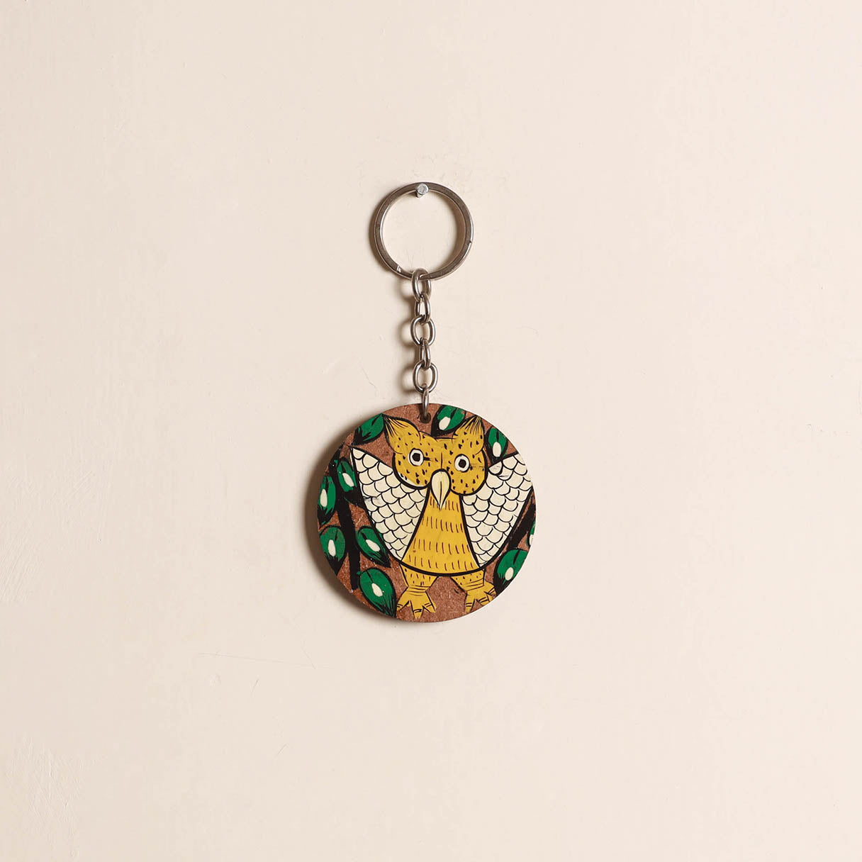 Patua handpainted wooden keychain 69 - handcrafted