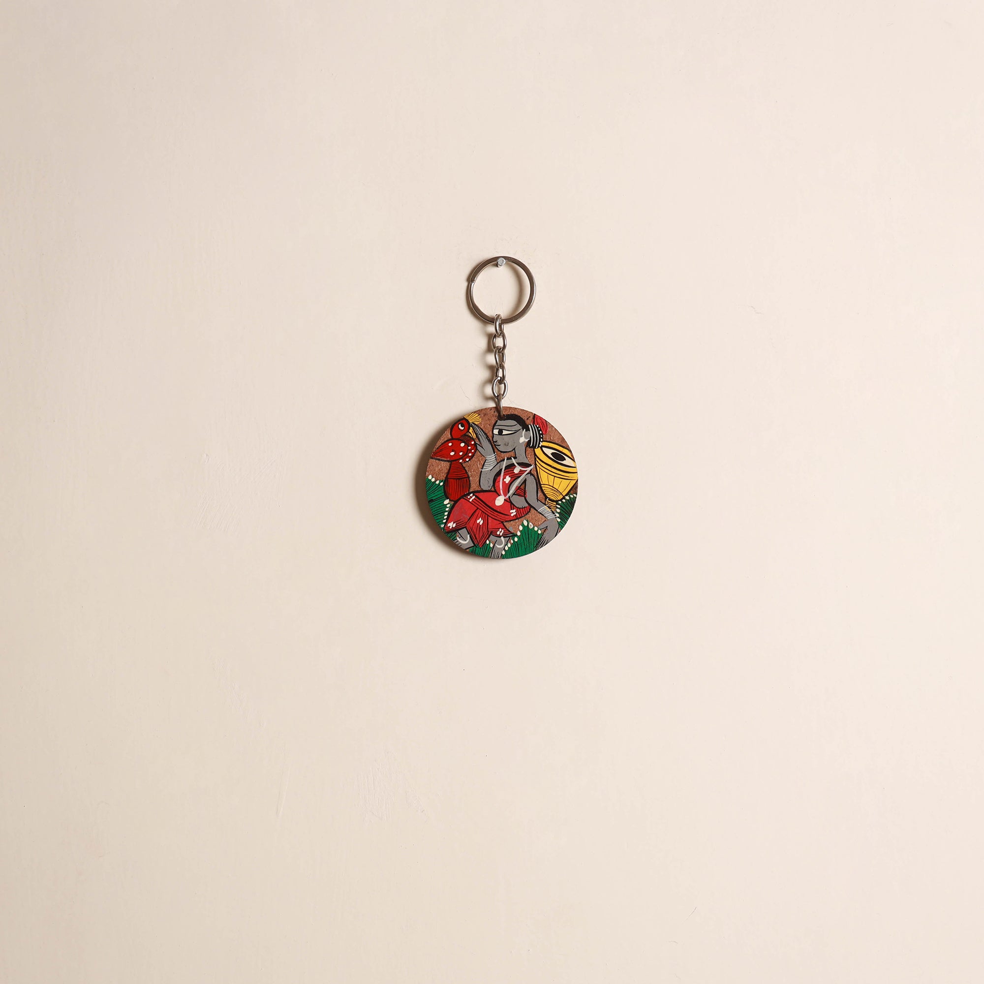 Patua handpainted wooden keychain 70 - handcrafted