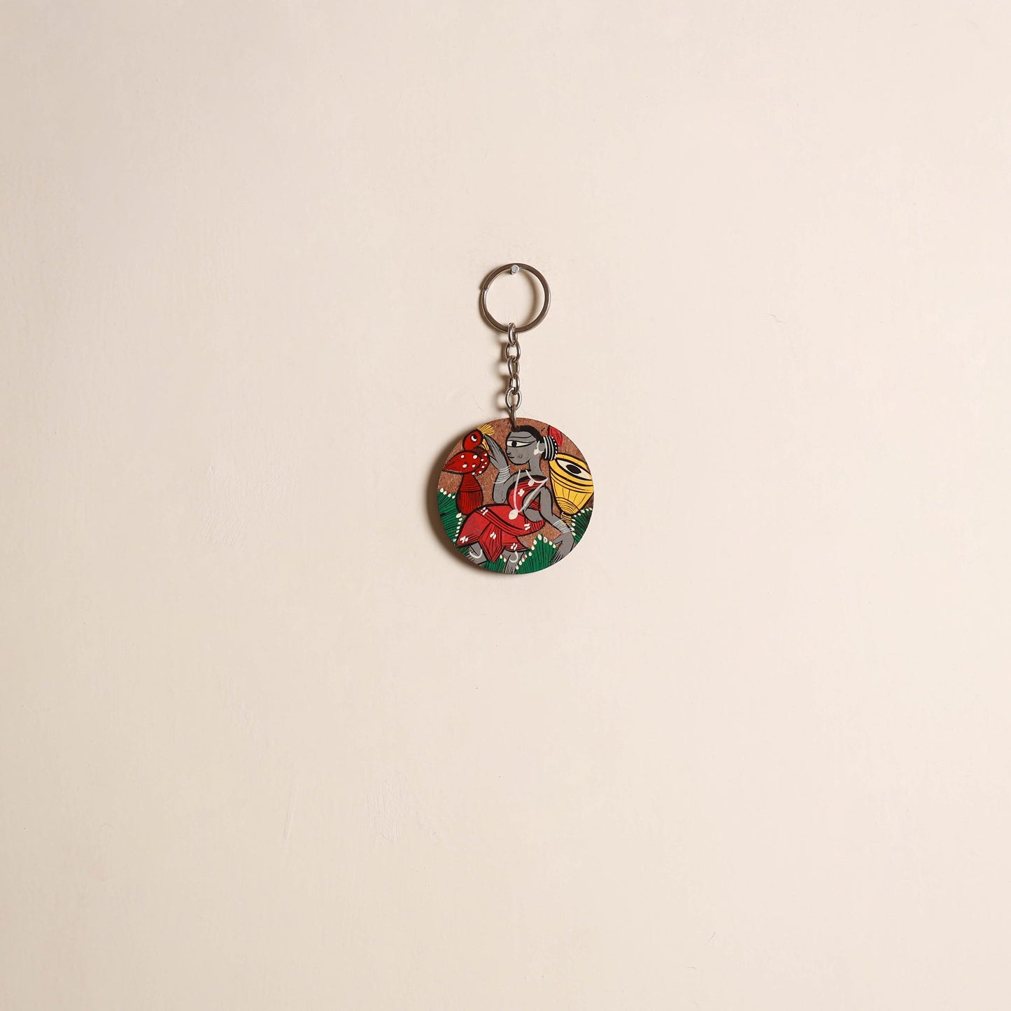 Patua handpainted wooden keychain 70 - handcrafted