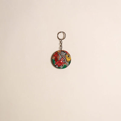 Patua handpainted wooden keychain 70 - handcrafted