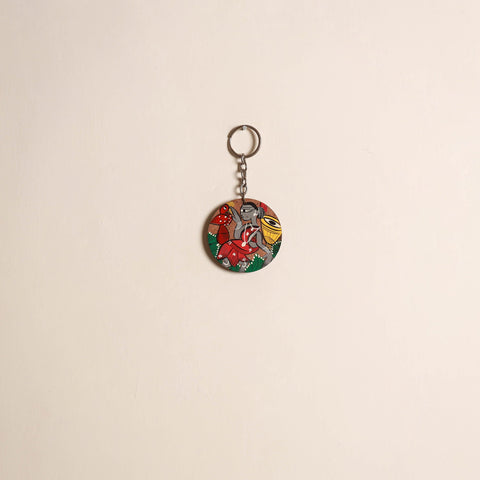 Patua handpainted wooden keychain 70 - handcrafted