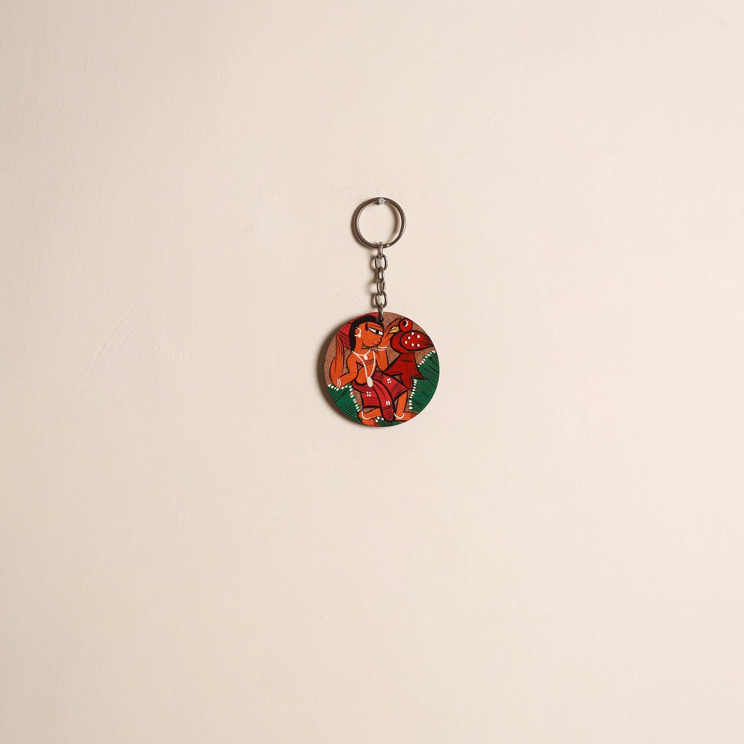 Patua handpainted wooden keychain 71 - handcrafted