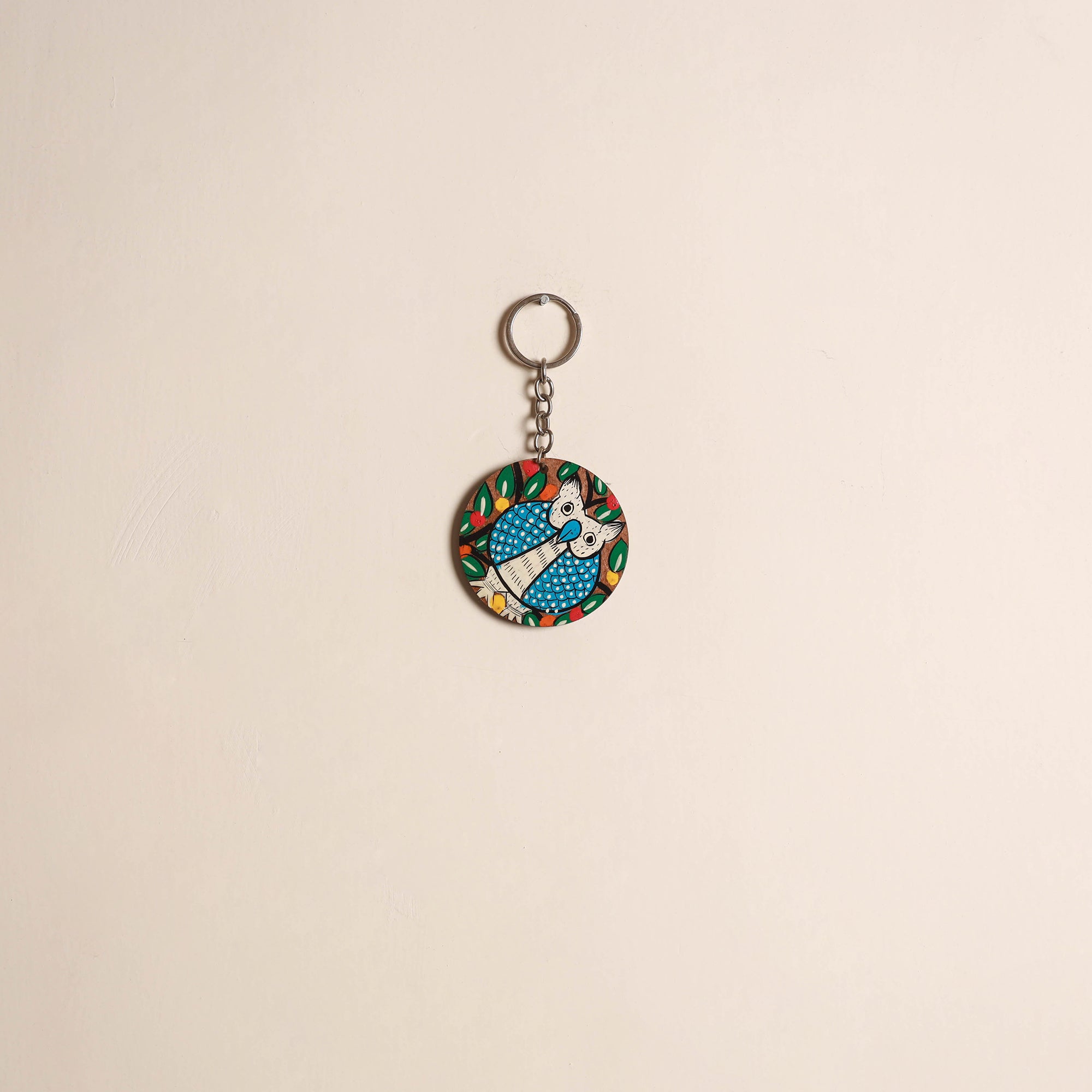 Patua handpainted wooden keychain 72 - handcrafted