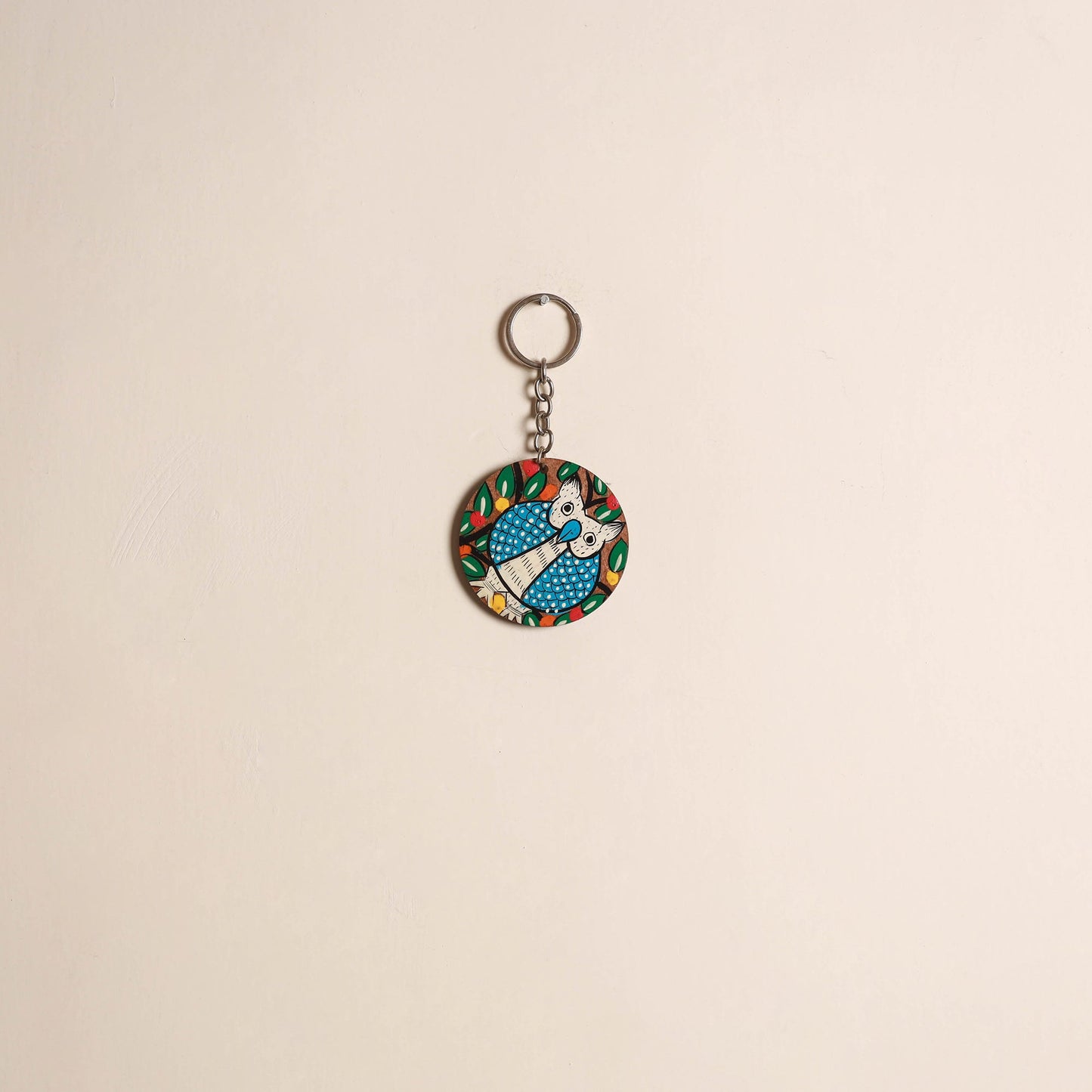 Patua handpainted wooden keychain 72 - handcrafted