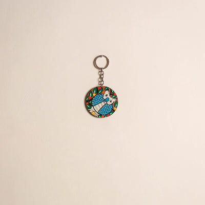Patua handpainted wooden keychain 72 - handcrafted