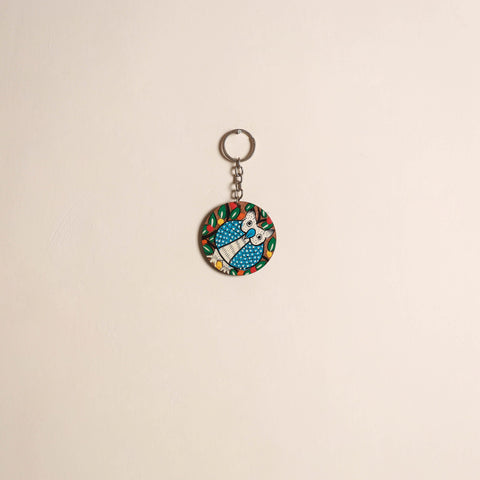 Patua handpainted wooden keychain 72 - handcrafted