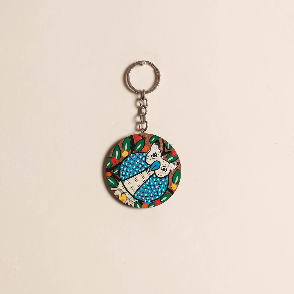 Patua handpainted wooden keychain 72 - handcrafted