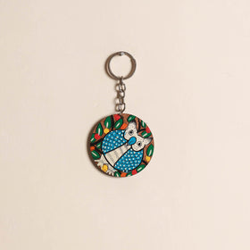 Patua handpainted wooden keychain 72 - handcrafted
