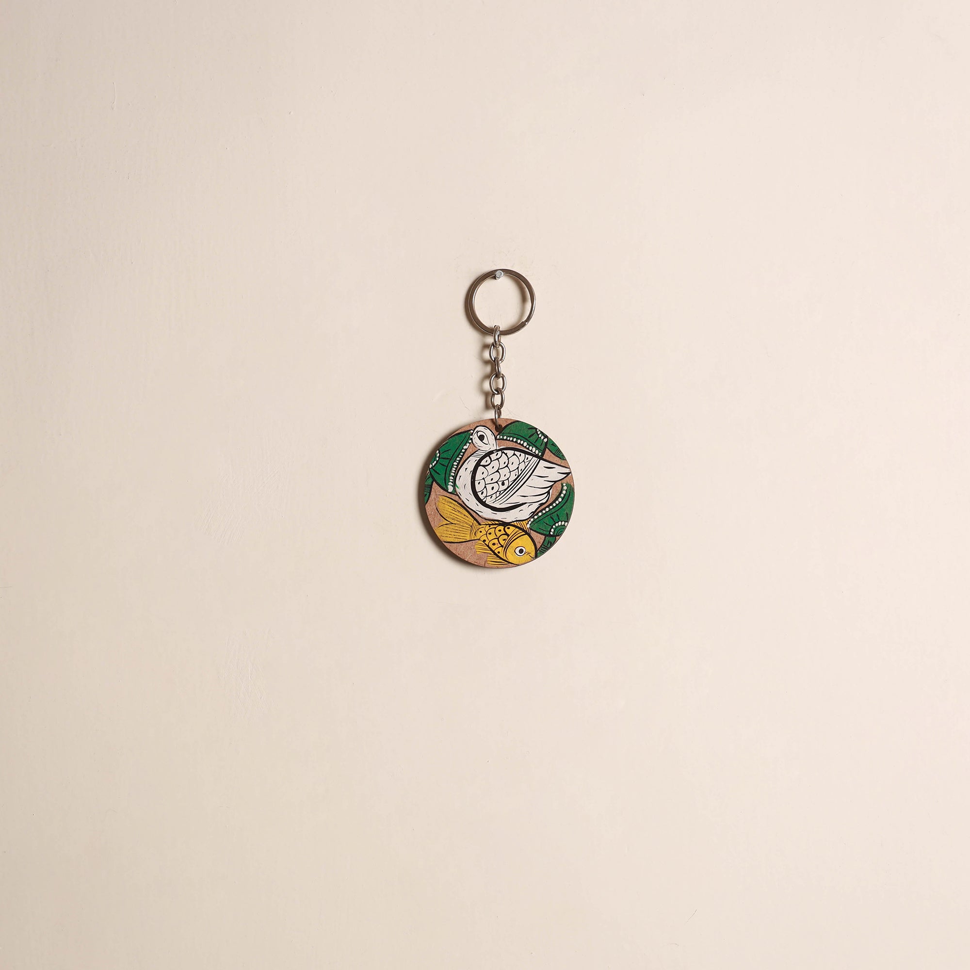 Patua handpainted wooden keychain 73 - handcrafted