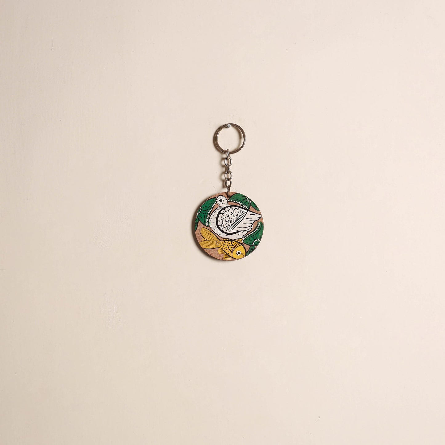 Patua handpainted wooden keychain 73 - handcrafted