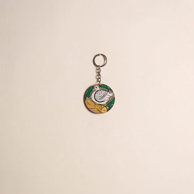 Patua handpainted wooden keychain 73 - handcrafted