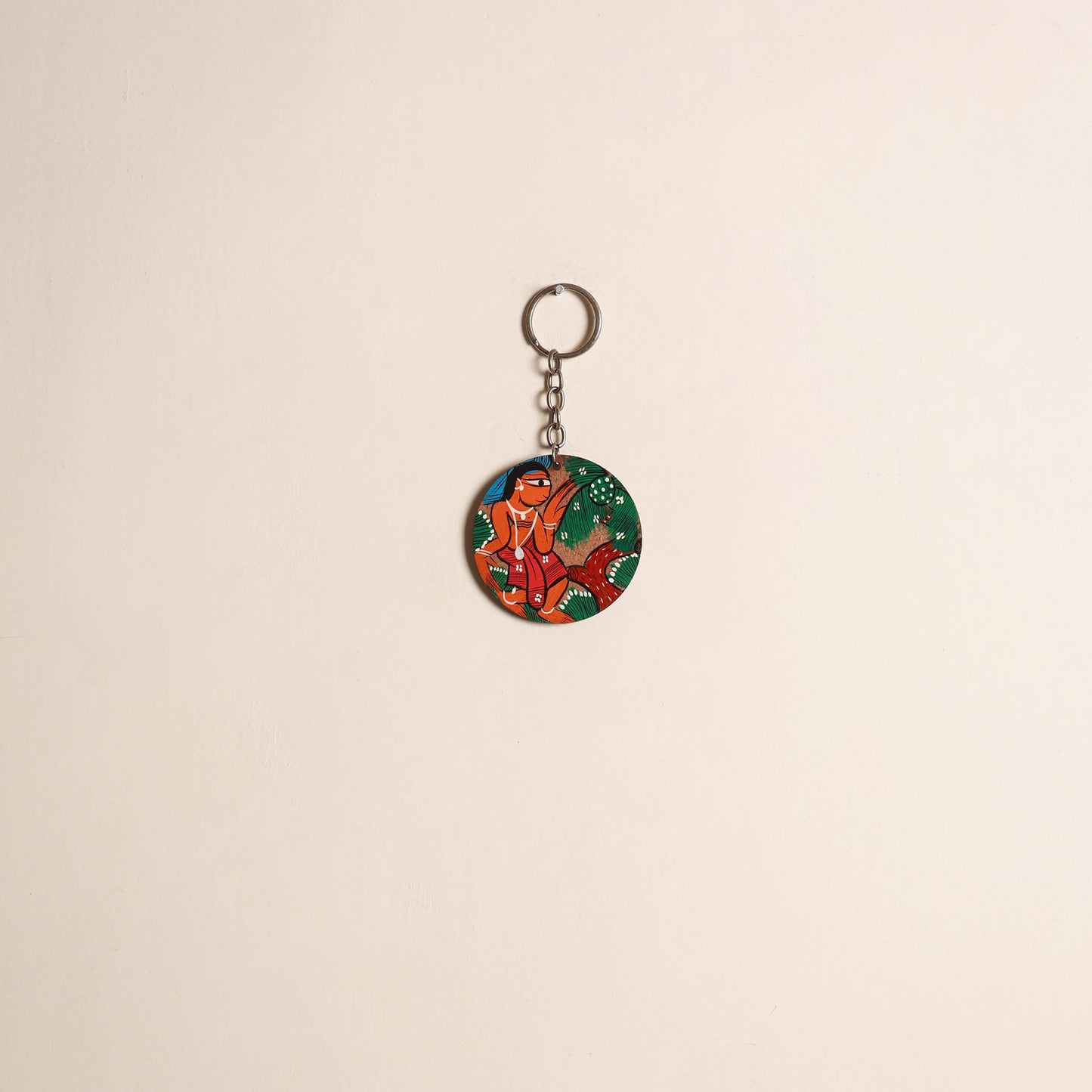 Patua handpainted wooden keychain 74 - handcrafted