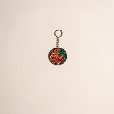 Patua handpainted wooden keychain 74 - handcrafted