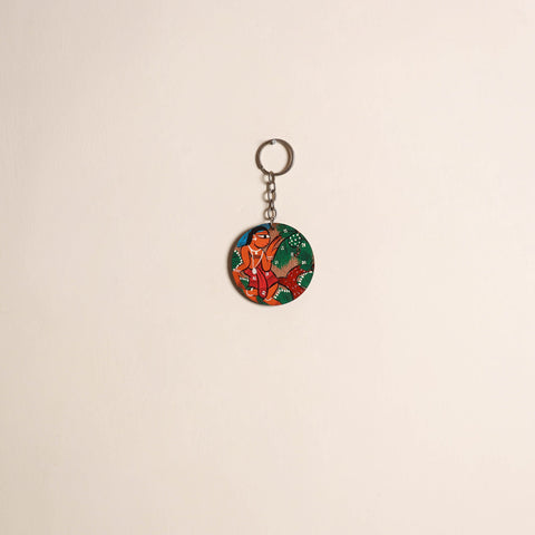 Patua handpainted wooden keychain 74 - handcrafted