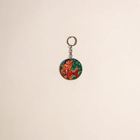 Patua handpainted wooden keychain 74 - handcrafted