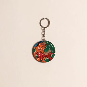 Patua handpainted wooden keychain 74 - handcrafted